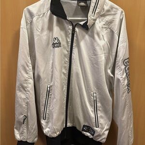 Vintage Kappa White Bomber Jacket with Reflective Design